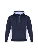 Navy, white, and silver Adults Renegade Hoodie with zip neck, mesh-lined hood, and reflective trims in size XS.