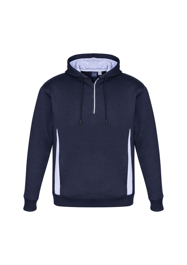 Navy, white, and silver Adults Renegade Hoodie with zip neck, mesh-lined hood, and reflective trims in size XS.