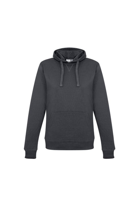 Ladies XL Charcoal pullover hoodie from Biz Collection, featuring a kangaroo pocket and adjustable 'shoelace' drawstring.
