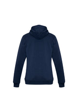 Navy ladies crew pullover hoodie in size XS, featuring a cozy fleece blend, kangaroo pocket, and adjustable hood.