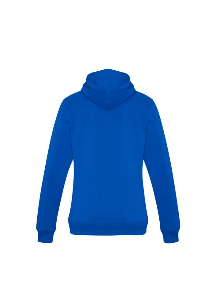 Ladies Royal Pullover Hoodie in size XS, featuring a kangaroo pocket, wide drawstring, and ribbed cuffs for style and comfort.