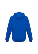 Men's Royal blue pullover hoodie in size Small, featuring a kangaroo pocket and wider drawstring hood for comfort and style.