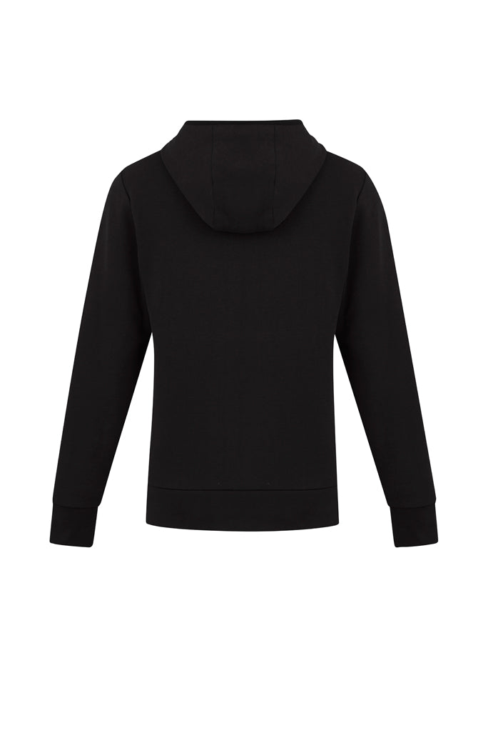 Men's Neo Hoodie in black, Size M, featuring soft fabric, zippered chest pocket, attached hood, and ergonomic fit for comfort.