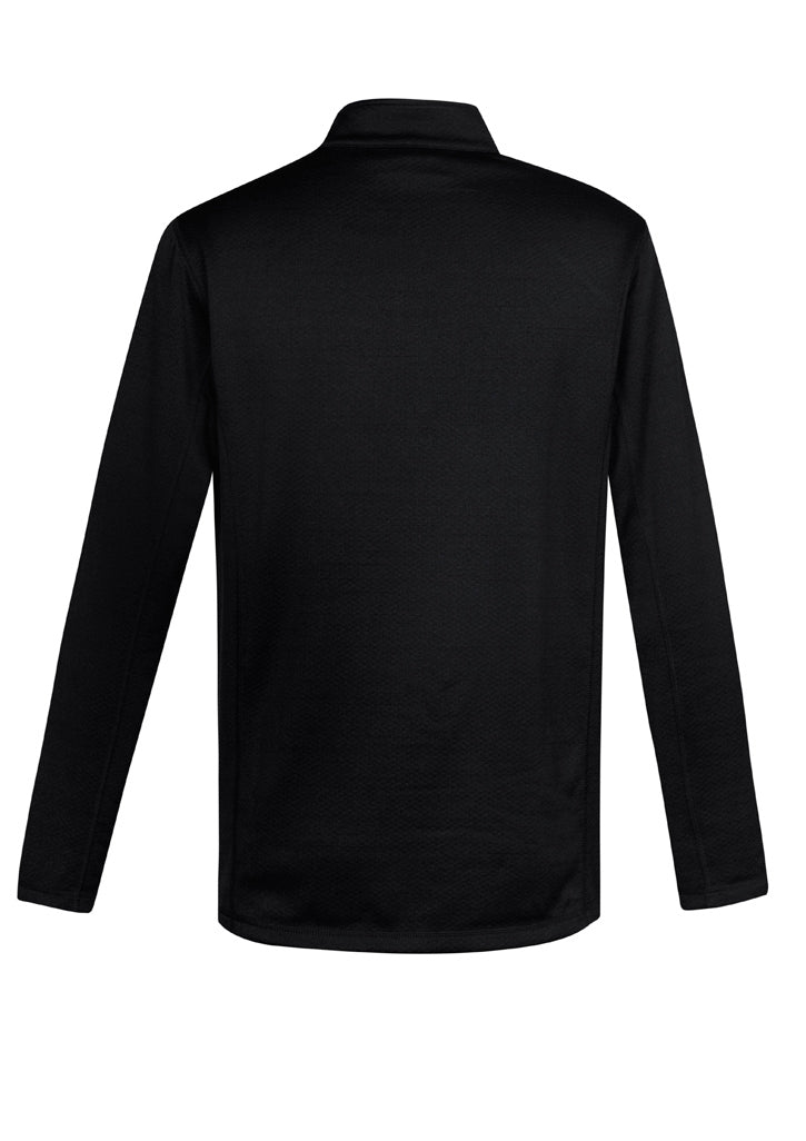 Men's black Monterey Top from Biz Collection, featuring a 1/2 zip collar and honeycombed fleece for warmth and style.