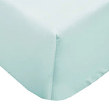 Sea Foam fitted sheet for queen beds, made from 100% cotton, 250 thread count, breathable, and OEKO-TEX certified.