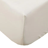 Cream king fitted sheet by Bambury, 100% cotton, 250 thread count, breathable, OEKO-TEX certified for safety and comfort.