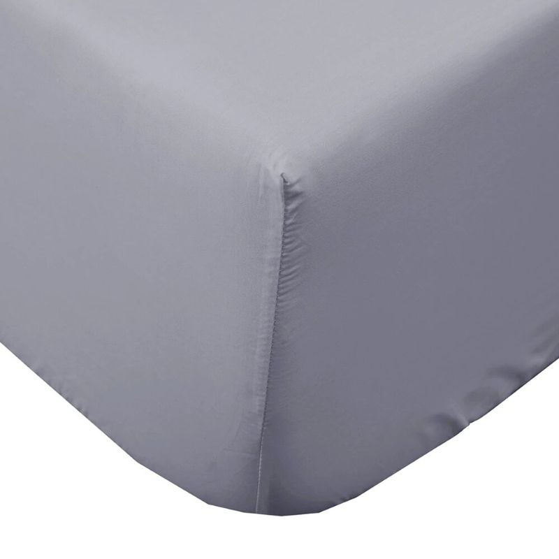 Bambury Queen Sheet Set in Storm color, featuring 2 fitted sheets and 4 pillowcases, made from breathable 100% cotton.