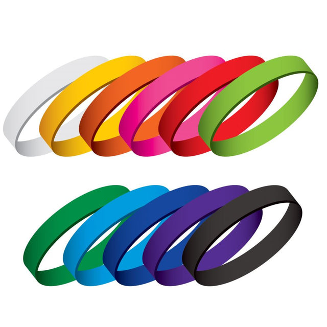 White silicone wristbands, pack of 10, ideal for events and promotions, durable, customizable, and comfortable for all ages.