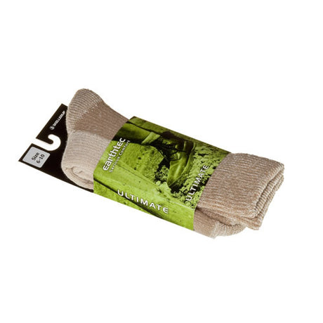 Khaki Earthtec Ultimate Socks in size 11-13, featuring Elastic Support System for comfort and durability during any activity.