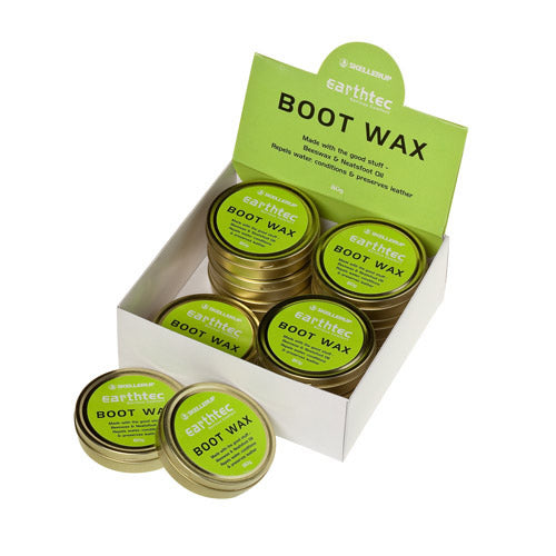 Premium Boot Wax in a pack of 12 tins, designed to protect and nourish leather footwear against moisture and wear.
