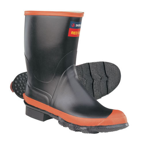 Red Band Women's / Youth Gumboots (Size 5) in red, featuring a durable cleated sole and cushioned innersole for comfort and style.