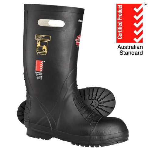 Men's Size 13 Fire Fighter Extreme Gumboots, durable rubber footwear for firefighting with exceptional comfort and protection.