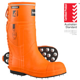 Schönen Forestry Pro Spiked Level 4 Gumboots in size 7, featuring chainsaw protection, high grip, and reinforced support.