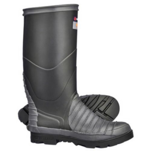 4 x 4 Marathon Men's Size 8 gumboots, featuring tall knee-length design, cushioned innersole, and durable, waterproof rubber construction.
