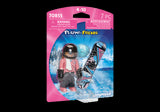 Colorful Playmobil Snowboarder figure with snowboard and helmet, ready for imaginative winter sports adventures.