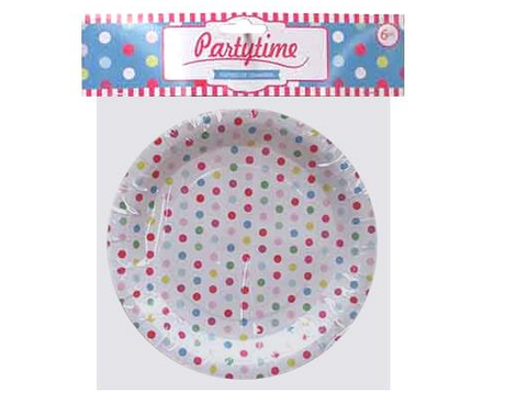 Bright and playful "Spots" paper plates, 37cm, pack of 36, perfect for festive gatherings and easy cleanup.