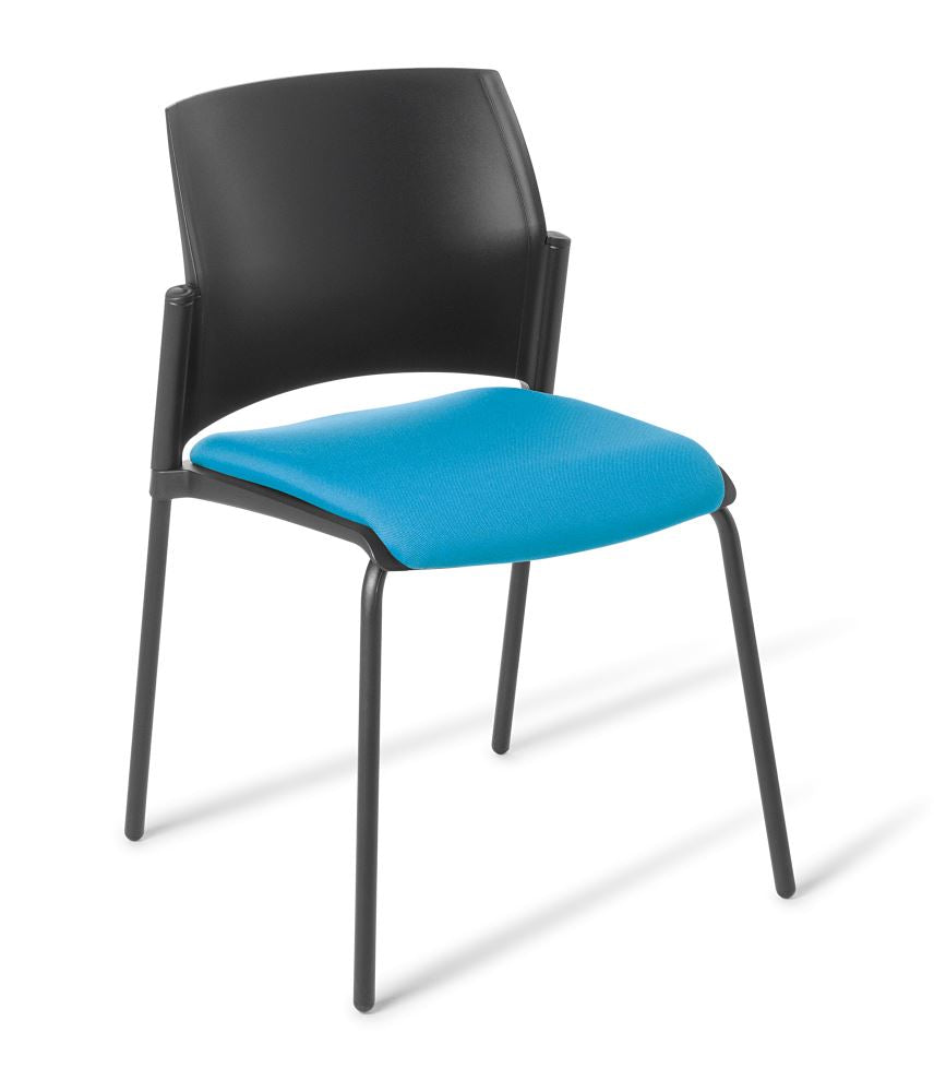Stylish black frame chair with premium Era Everlasting upholstery, designed for comfort and durability in various settings.
