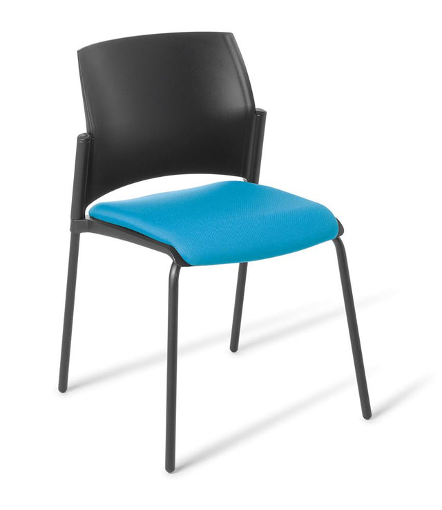 Stylish black frame chair with premium Era Everlasting upholstery, designed for comfort and durability in various settings.