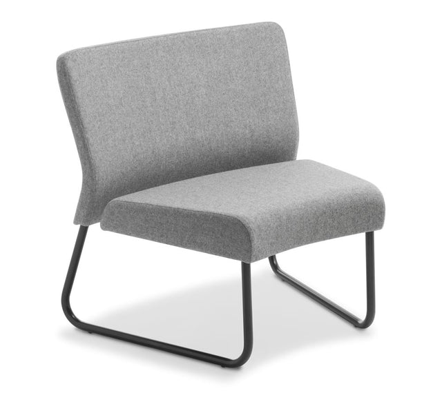 Modular black frame chair by Synergy Partner, featuring sturdy design, lumbar support, and customizable upholstery for modern spaces.