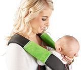 Lime strap cover sucking pads for baby carriers, made of soft cotton with water-resistant backing, easy to clean and durable.