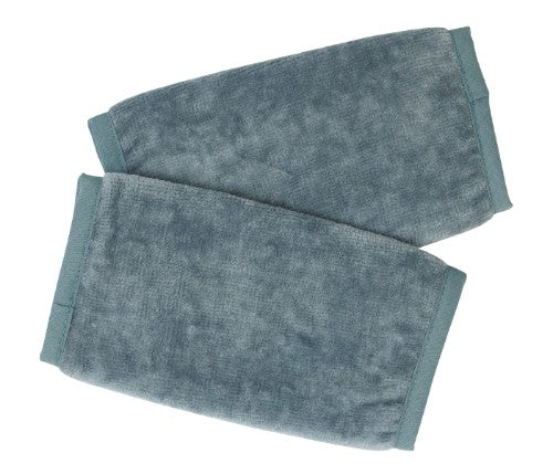 Grey strap cover sucking pads for baby carriers, made of soft cotton with water-resistant backing, machine washable, pack of 2.