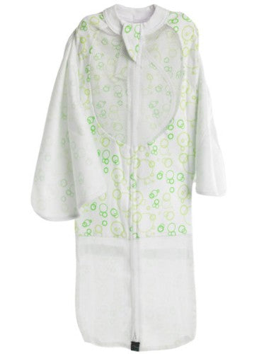 Soft cotton baby swaddle in Green Bubbles design, featuring mesh panels, double zip, and secure wrap for ultimate comfort.