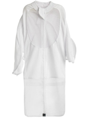 Comfortable plain white baby swaddle with mesh panels for ventilation, adjustable fit, and double-ended zip for easy diaper changes.