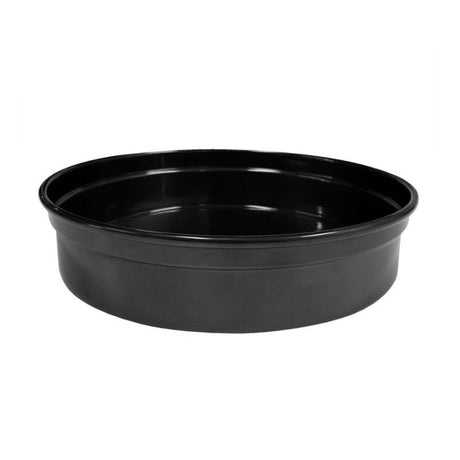 Sleek black aluminum round bar tray, 240x50mm, perfect for serving drinks and snacks stylishly at any event.