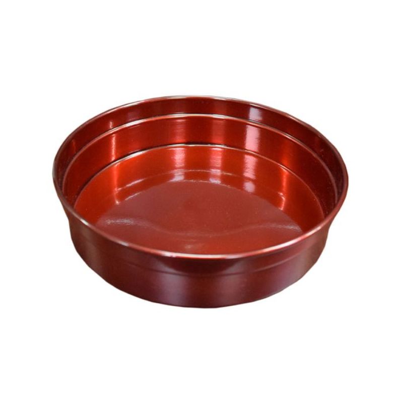 Red aluminum round bar tray, 240mm long, 50mm high, perfect for serving drinks and appetizers with a vibrant pop of color.