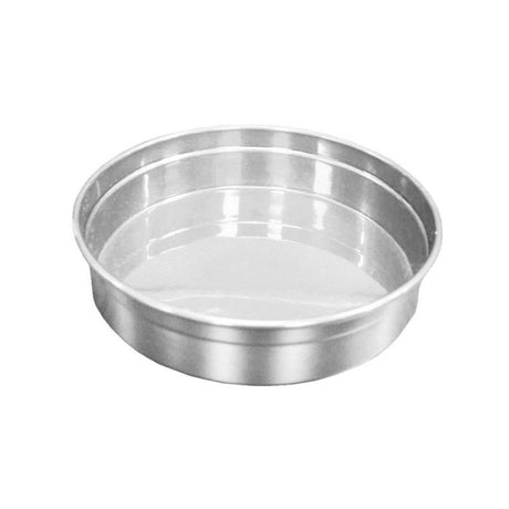 Elegant silver aluminium round bar tray measuring 240 x 50mm, perfect for serving drinks and stylish decor.