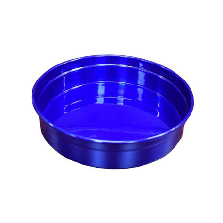 Round blue aluminum bar tray measuring 330 x 50MM, perfect for serving drinks and appetizers elegantly.