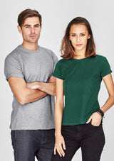 Men's black ice tee in 5XL, made of premium cotton, featuring a ribbed neck and easy tear-away label for branding.