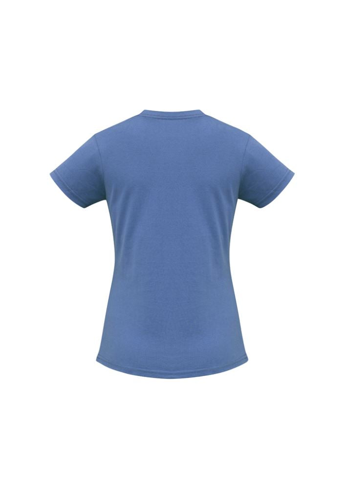 Ladies Ice Tee in Denim, size 14 from Biz Collection, featuring breathable fabric, ribbed neck, and durable design for stylish comfort.