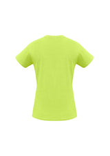 Ladies Ice Tee in Fluoro Yellow/Lime, size 6, showcasing vibrant colors, breathable fabric, and a comfortable fit for active wear.