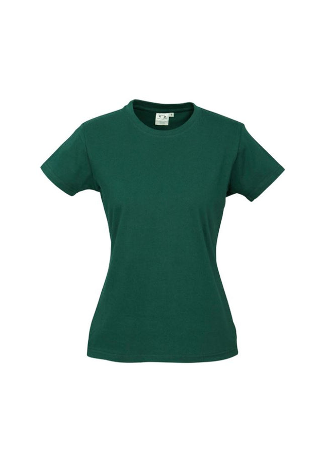 Ladies Ice Tee in Forest, size 24, vibrant Fluoro Orange and Yellow-Lime, designed for style, comfort, and durability.
