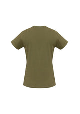Ladies Ice Tee in Khaki, size 24, featuring breathable cotton, ribbed neck, and stylish versatility for any occasion.