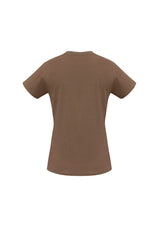 Ladies Ice Tee in Mocha, size 12, made from soft premium cotton with a ribbed neck and durable twin needle hems.