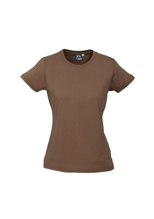 Ladies Ice Tee in Mocha, Size 20, from Biz Collection; soft cotton, stylish fit, durable design, perfect for any occasion.
