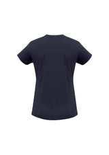 Ladies Ice Tee in navy, Size 14, featuring soft combed cotton, ribbed neck, and durable hems for stylish everyday comfort.