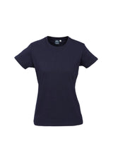 Navy Ladies Ice Tee, Size 6 from Biz Collection, featuring soft cotton, modern cut, and durability for stylish comfort.