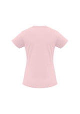 Ladies Ice Tee in vibrant pink, size 8; crafted from premium cotton with modern fit and durable features for versatile styling.