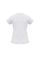 Ladies Ice Tee in Snow Marle, size 18, featuring soft combed cotton, crew neck, and durable twin needle hems for everyday wear.