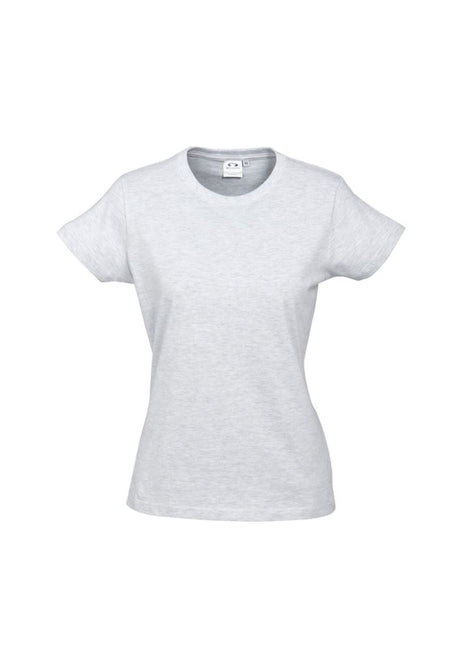 Ladies Ice Tee in Snow Marle size 18, crafted from soft 100% combed cotton, perfect for casual wear and easy rebranding.
