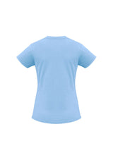 Ladies Ice Tee in Spring Blue, size 24; soft, breathable cotton with a stylish fit, perfect for casual or business wear.