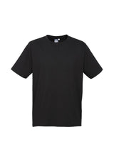 Kids Ice Tee in black, size 10, featuring soft cotton, ribbed collar, durable seams, and tear-away label for easy re-branding.