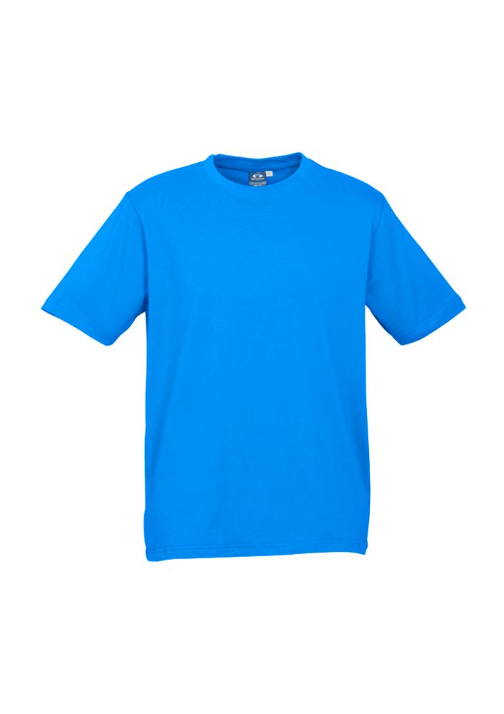 Bright Neon Cyan Kids Ice Tee, Size 4 from Biz Collection, crafted from premium cotton with ribbed collar for comfort.