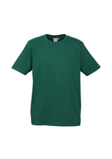 Kids Ice Tee in Forest green, size 12, made from 100% soft cotton; features ribbed collar and durable construction for active wear.