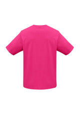 Kids Ice Tee in vibrant fuchsia, size 4, designed for comfort with a durable ribbed collar and soft 100% combed cotton.