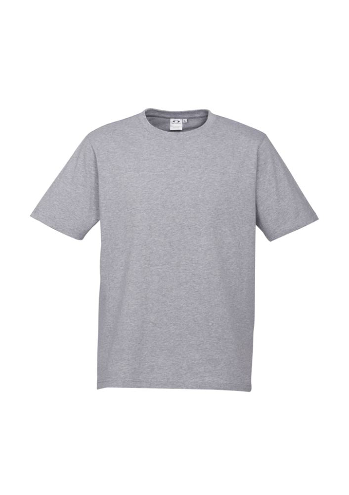 Kids Ice Tee in Grey Marle, Size 12 by Biz Collection, featuring breathable cotton and a stylish ribbed collar for comfort.