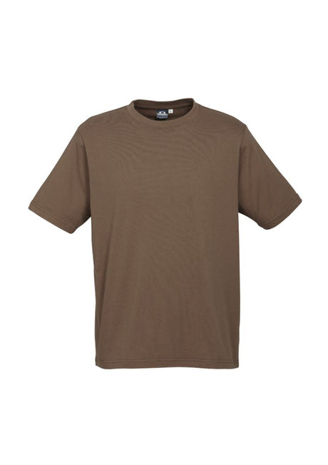 Kids Ice Tee in Mocha, Size 2, crafted from soft cotton for comfort, features a ribbed collar and durable construction for active play.